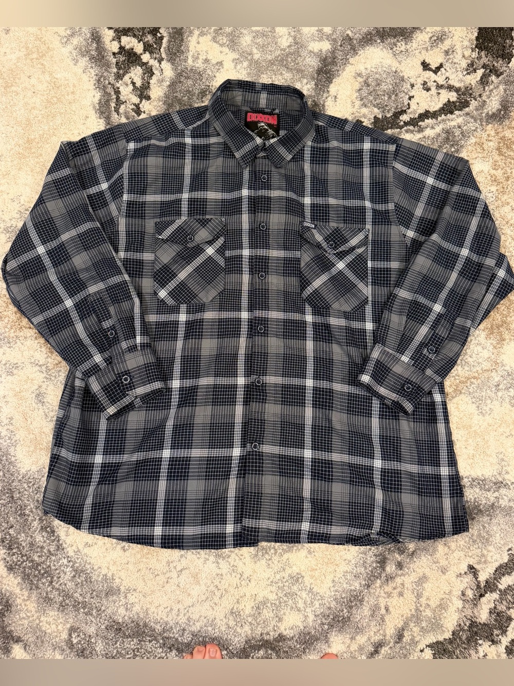 DIXXON “Paulson” Men's Black and Gray Plaid Button-Down Shirt